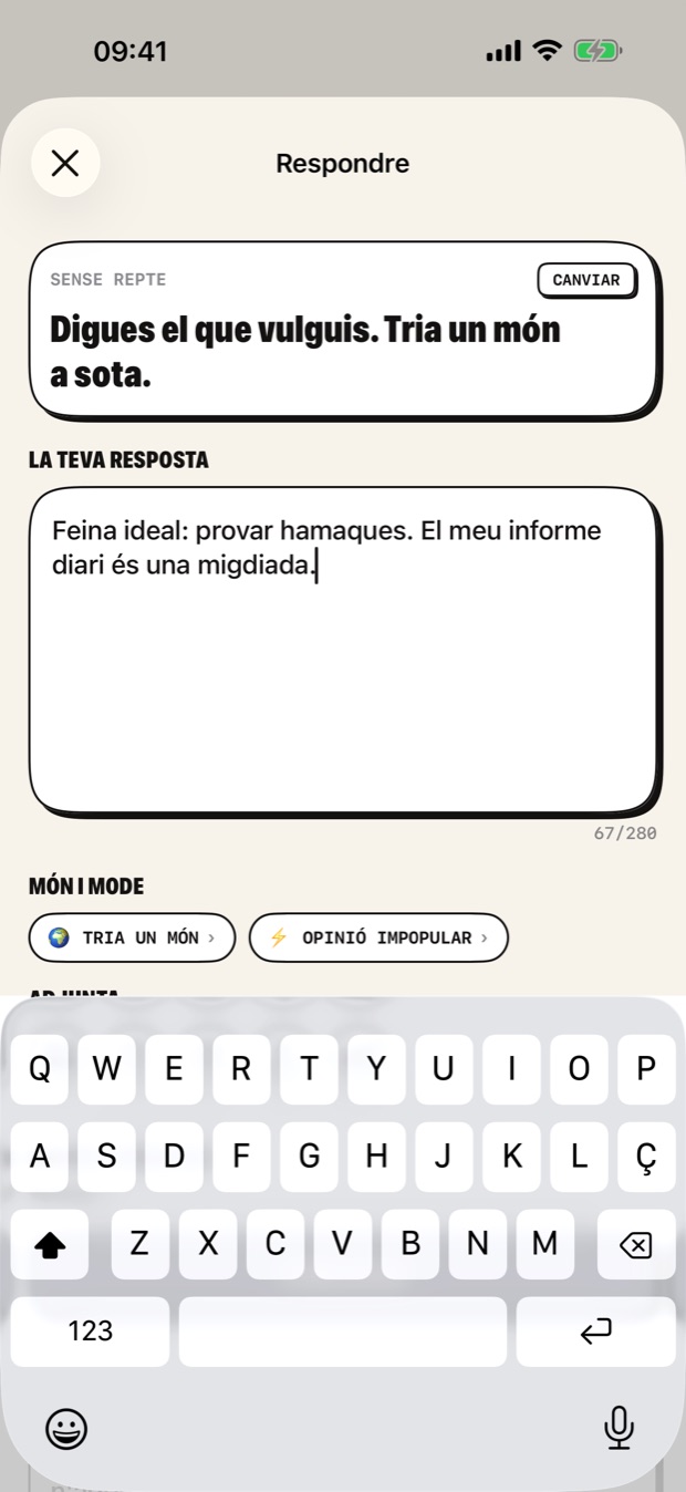 Respondre: el repte marca el mode; tu tries el món i qui pot respondre.