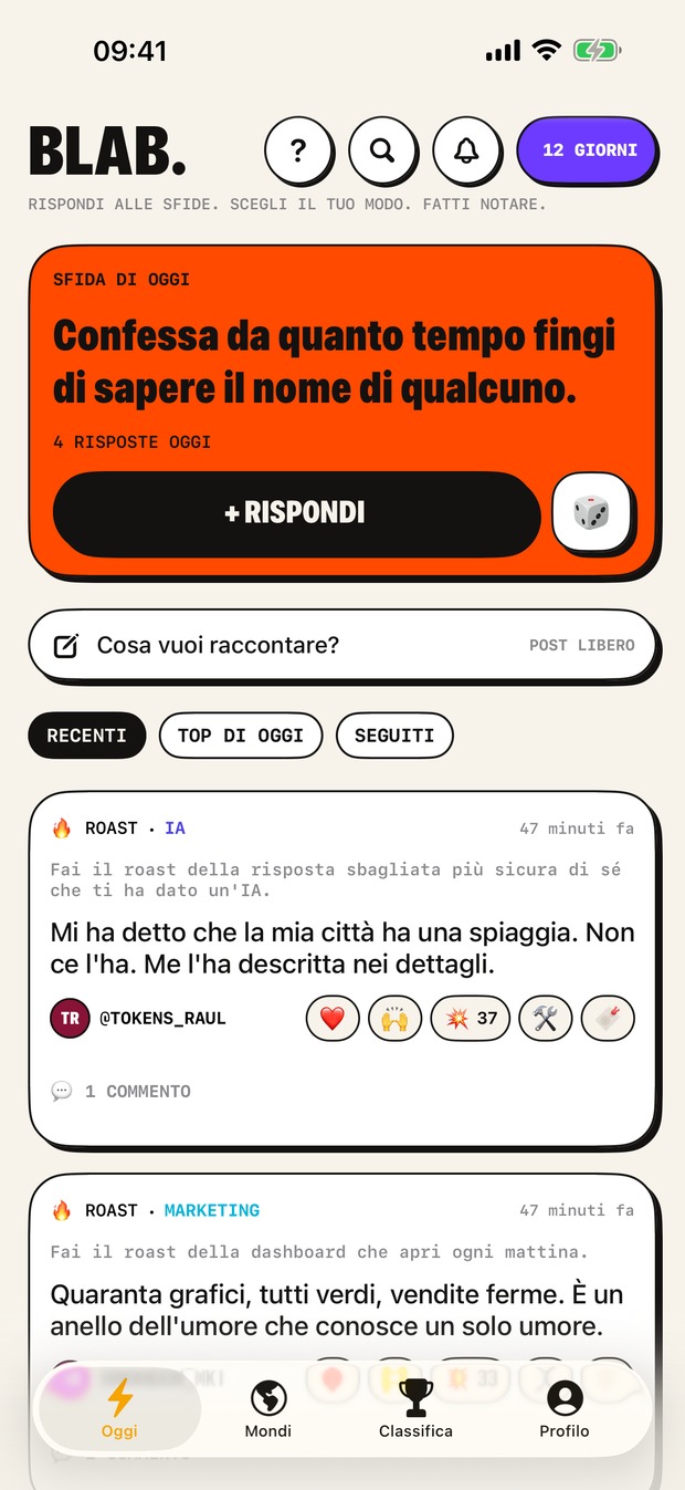 La scheda Oggi: la sfida del giorno in alto e tutto quello che la gente ha risposto, dal più recente.
