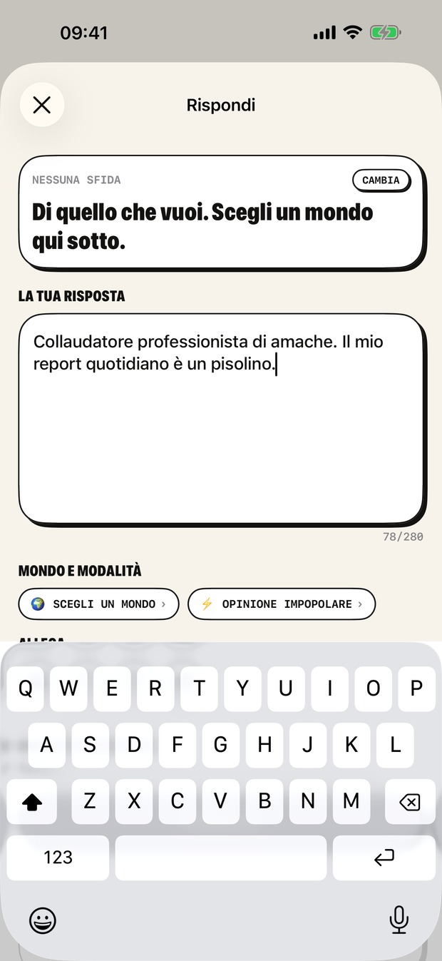 Mentre rispondi: la sfida fissa il modo; tu scegli il mondo e chi può rispondere.