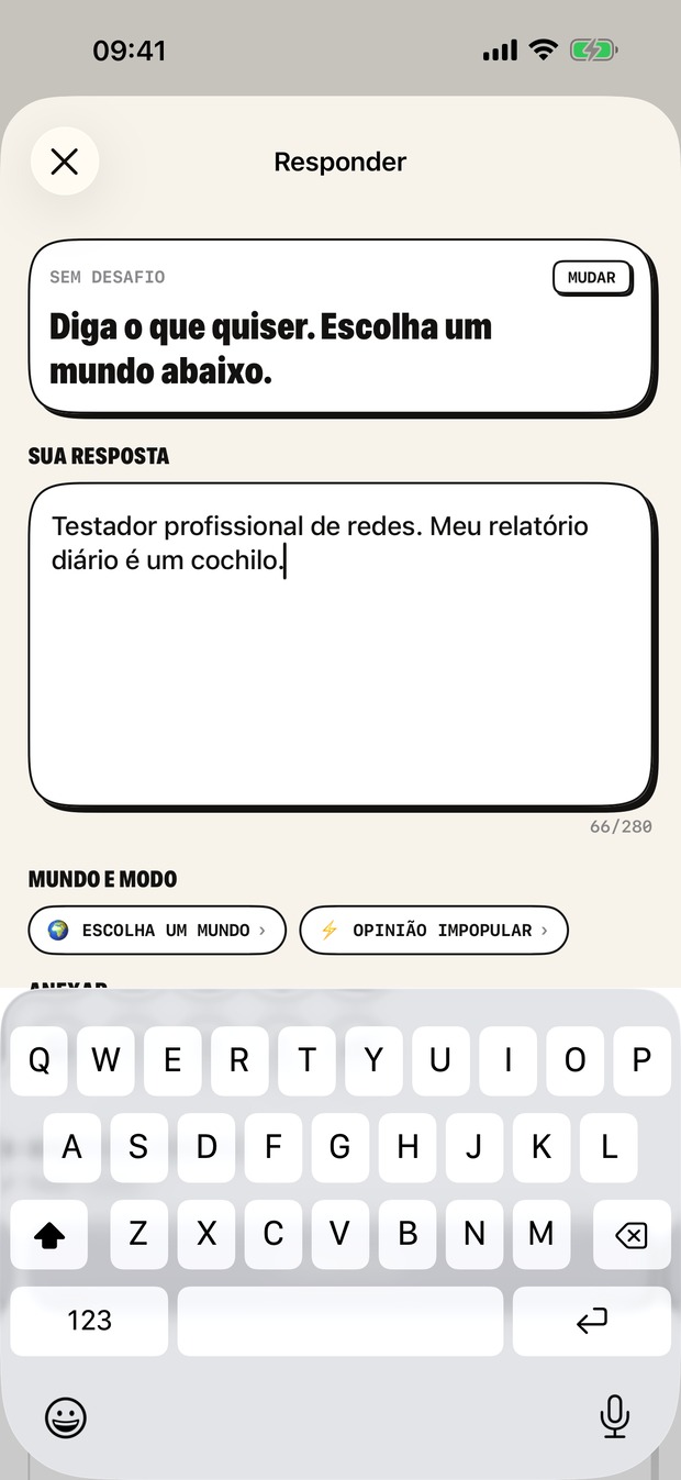 Respondendo: o desafio define o modo; você escolhe o mundo e quem pode responder.